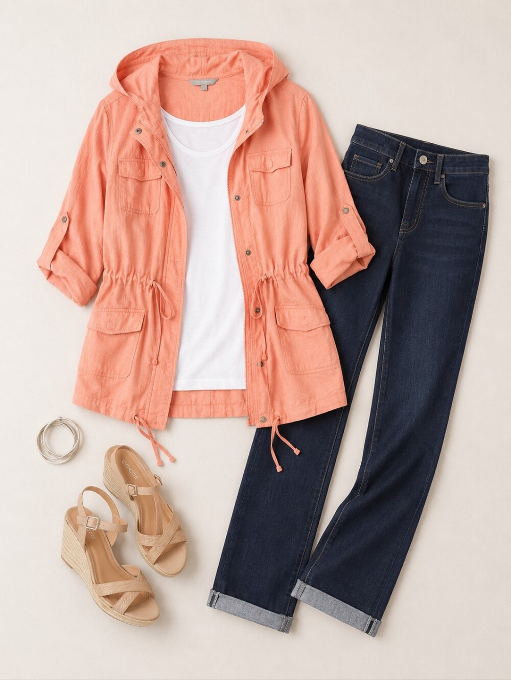 Torrid Coral Utility Anorak Jacket with Hood